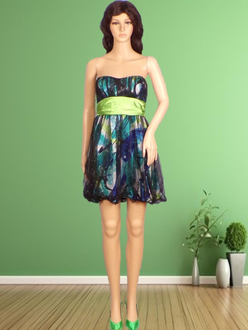 SPEECHLESS size L Juniors multicolor OTS fit/flare party/cocktail dress